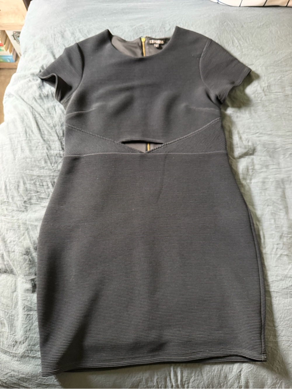 Express Black Short-Sleeve Cutout Mini Dress